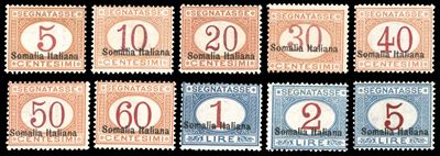 Colonie Italiane - Somalia Segnatasse 1920 - Soprastampati in Basso, Serie Completa (23/32)