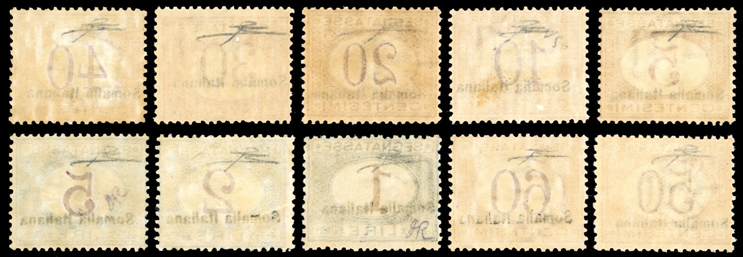 Colonie Italiane - Somalia Segnatasse 1920 - Soprastampati in Basso, Serie Completa (23/32)