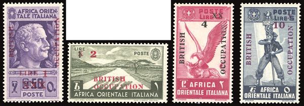 OCCUPAZIONE BRITANNICA AFRICA ORIENTALE ITALIANA 1941 - Soprastampati "BRITISH OCCUPATION",  non emessi, serie completa (1/9)