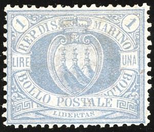 SAN MARINO 1894 - 1 lira oltremare Stemma (31)