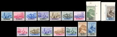 San Marino 1949/50 - Paesaggi, Serie Completa (342/355), i Due Alti Valori Angolo di Foglio
