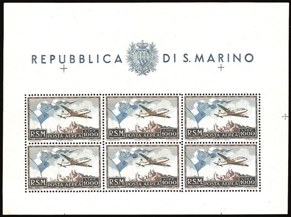 SAN MARINO - FOGLIETTI 1951 - 1.000 lire Bandierone, foglietto (13)