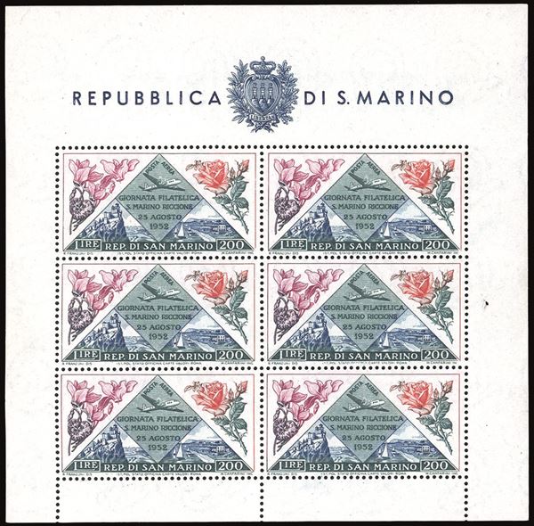 SAN MARINO - FOGLIETTI 1952 - 200 lire Fiori-Giornata Filatelica, foglietto (14)