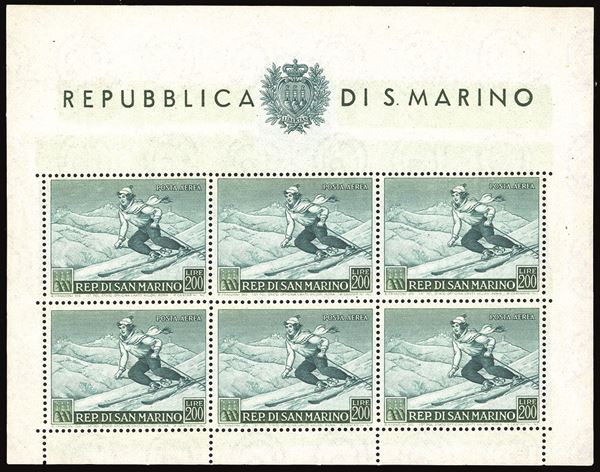 SAN MARINO - FOGLIETTI 1953 - 200 lire Sciatrice, foglietto (15)