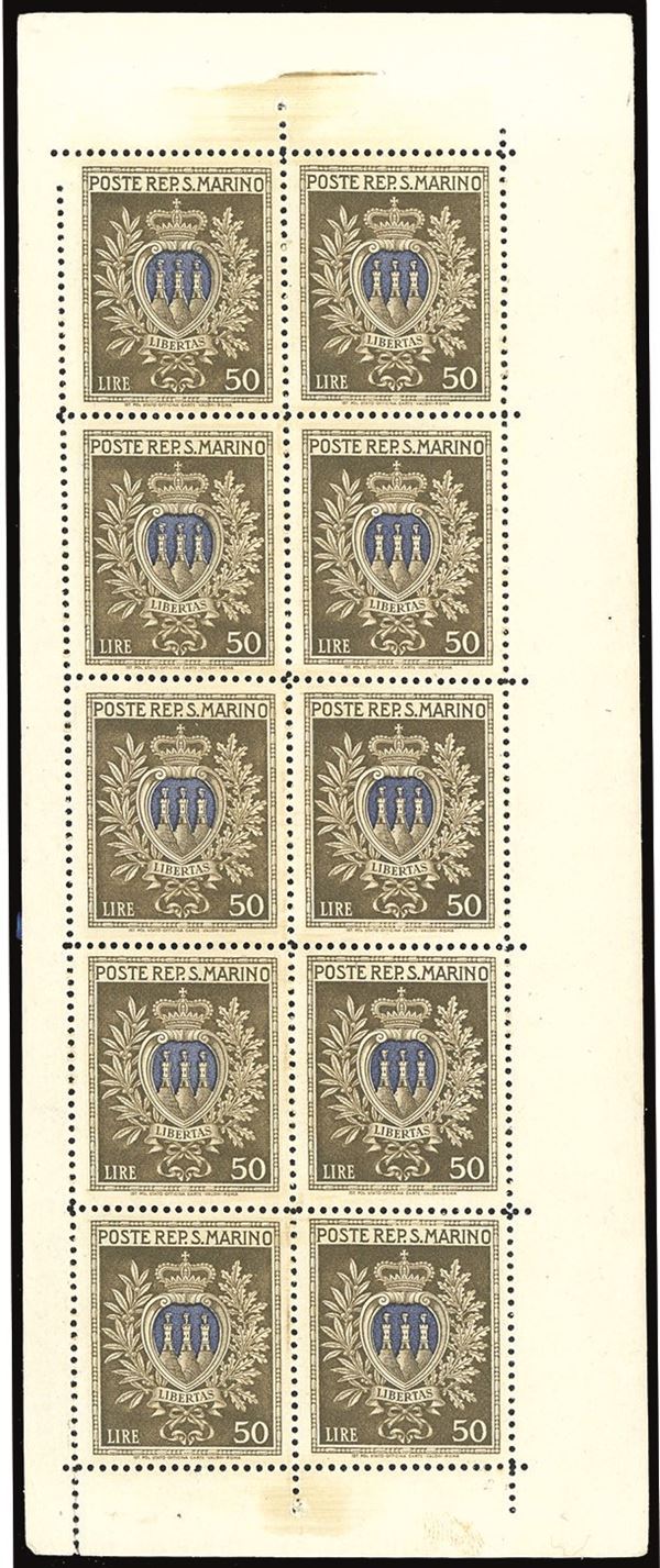 SAN MARINO MINIFOGLI 1945/46 - Stemmi, minifogli, serie completa (1/5)