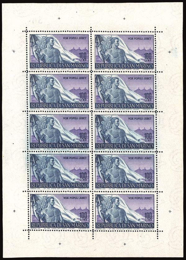 SAN MARINO - MINIFOGLI 1948 - 100 lire Lavoro, minifoglio (9)