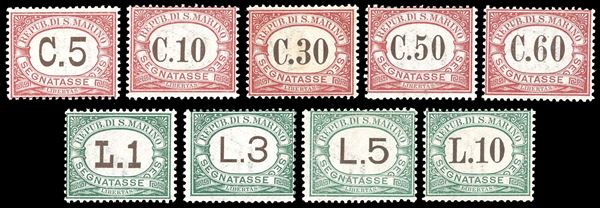 SAN MARINO - SEGNATASSE 1924 - Seconda emissione, serie completa (10/18)