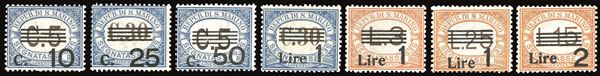 SAN MARINO - SEGNATASSE 1936/39 - Soprastampati, serie completa (47/53)