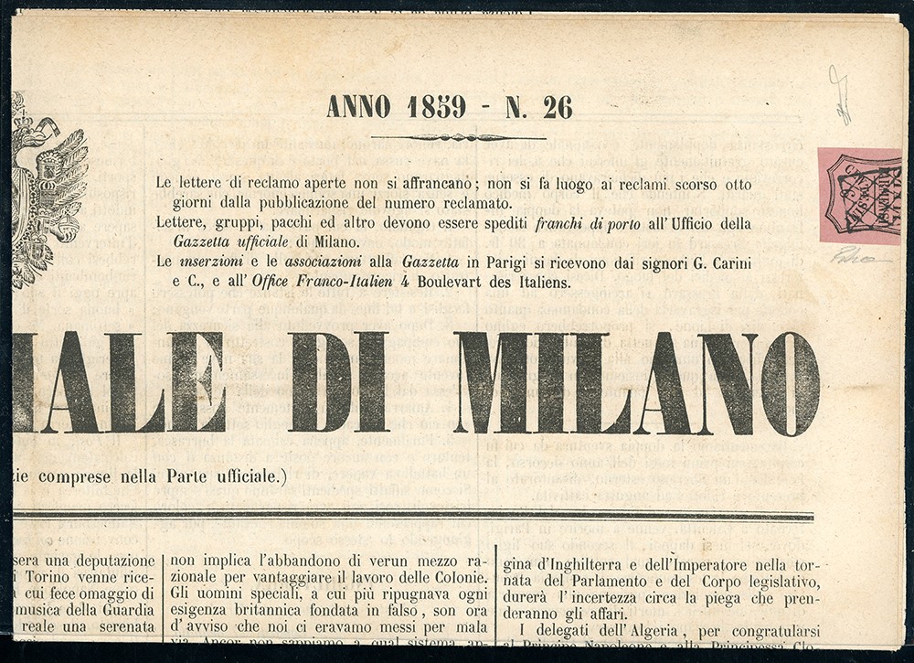 Lotti e Collezioni - Parma 1852/1859 - Cinque Lettere e Due Giornali con Affrancature del Periodo...