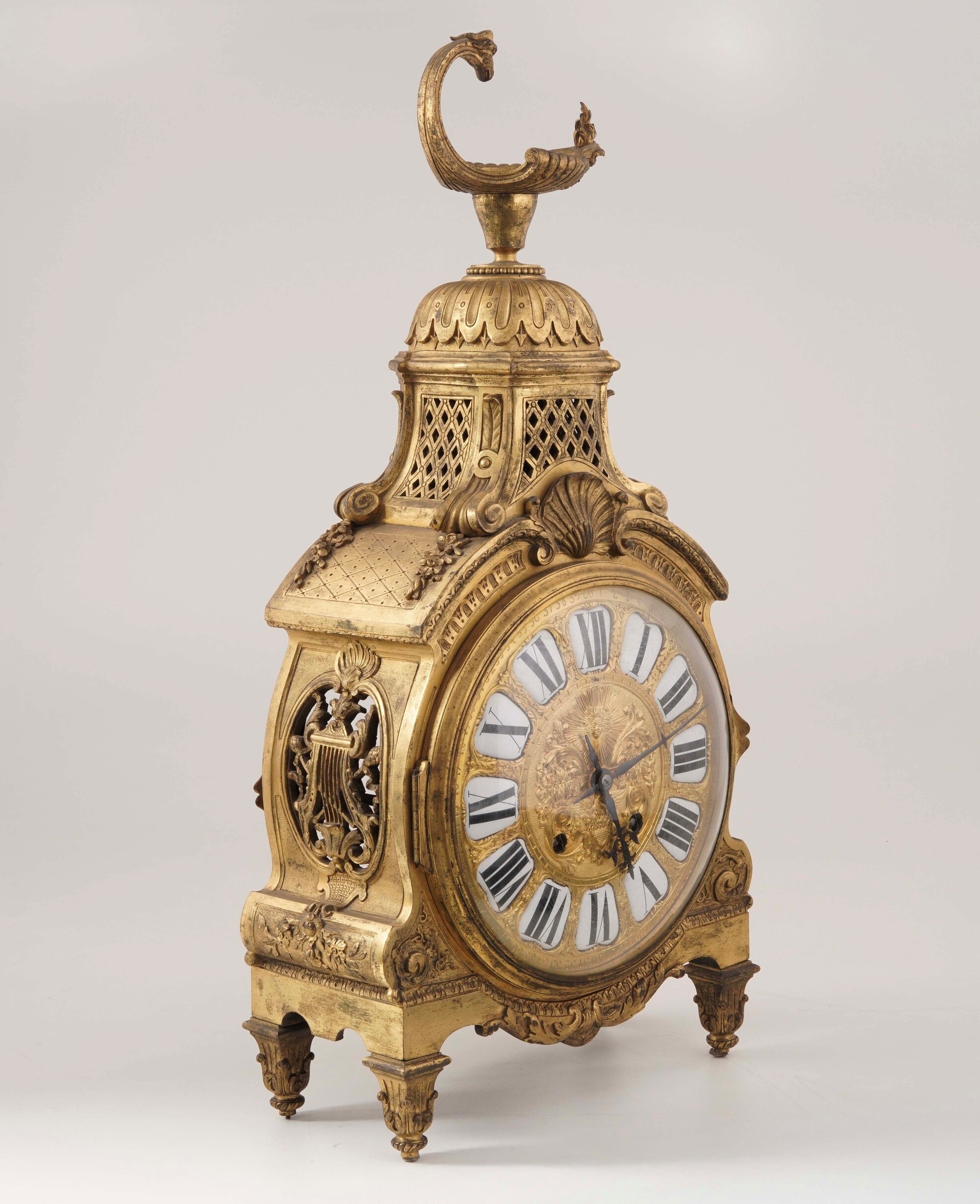 Pendola da Tavolo in Bronzo Dorato. XVIII Secolo, Meccanismo Firmato Gosselin a Paris