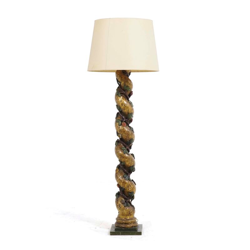 Colonna in legno intagliato, dorato e laccato. XIX secolo  - Auction Antiques - Cambi Casa d'Aste