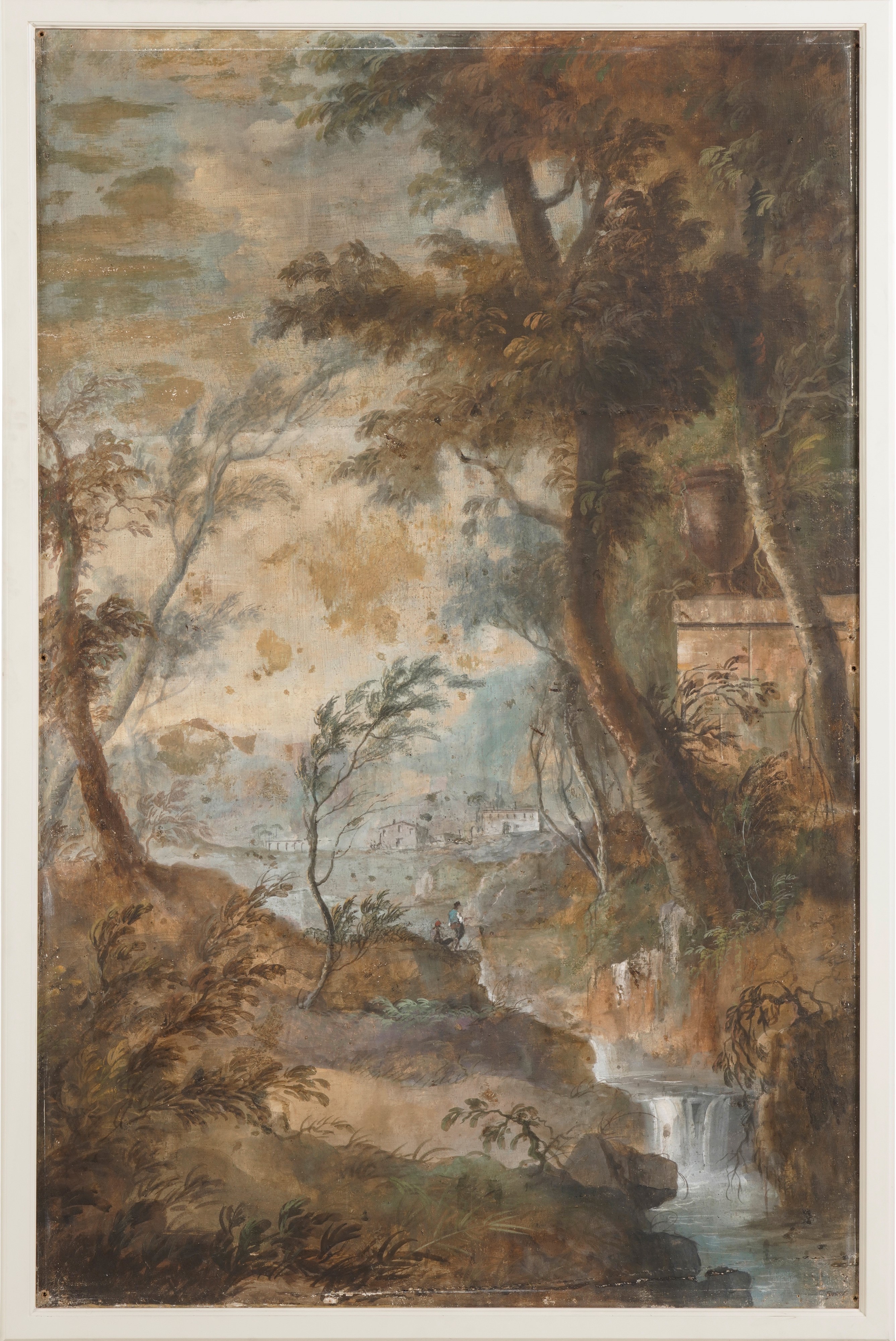 Scuola del XVIII-XIX secolo, Paesaggi fluviali con architetture, olio su tela