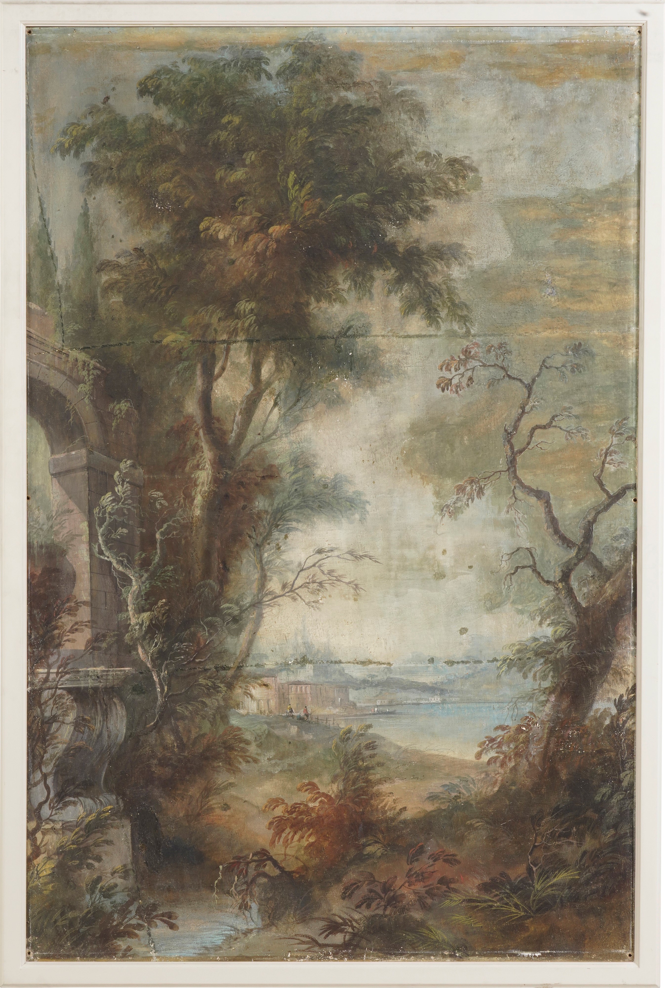 Scuola del XVIII-XIX secolo, Paesaggi fluviali con architetture, olio su tela