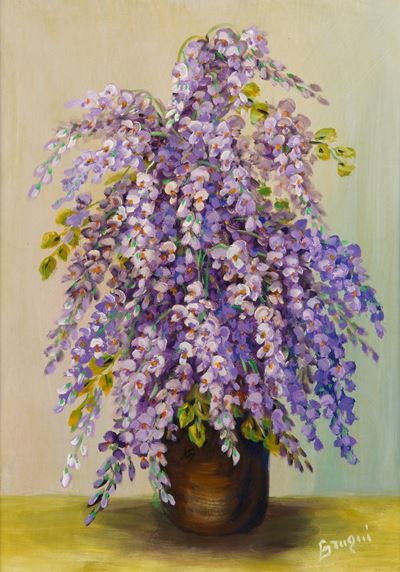 Bruna Guiducci, Vaso con fiori, olio su tela