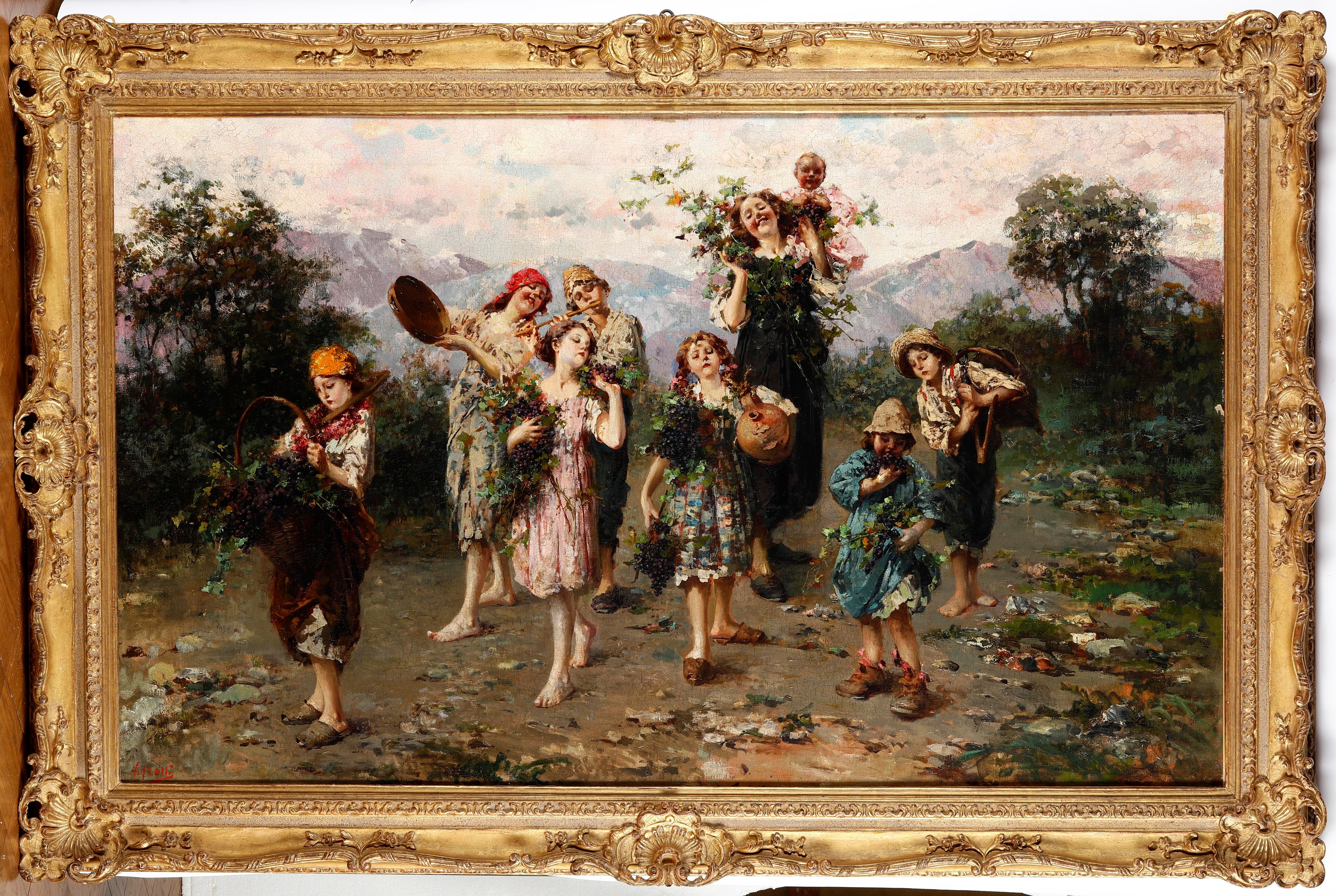Vincenzo Irolli - Figure popolari, olio su tela