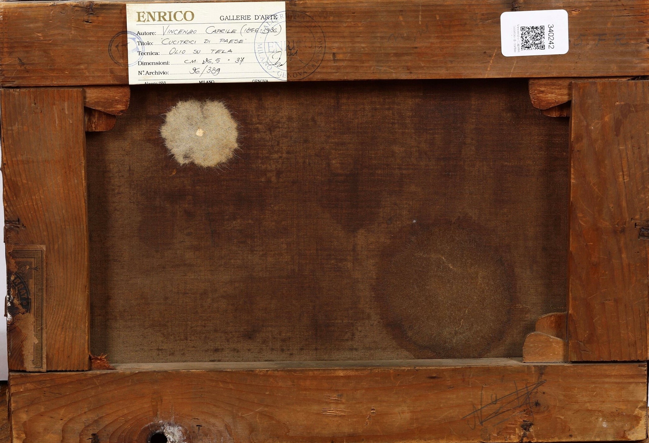 Vincenzo Caprile - Cucitrici di paese, olio su tela