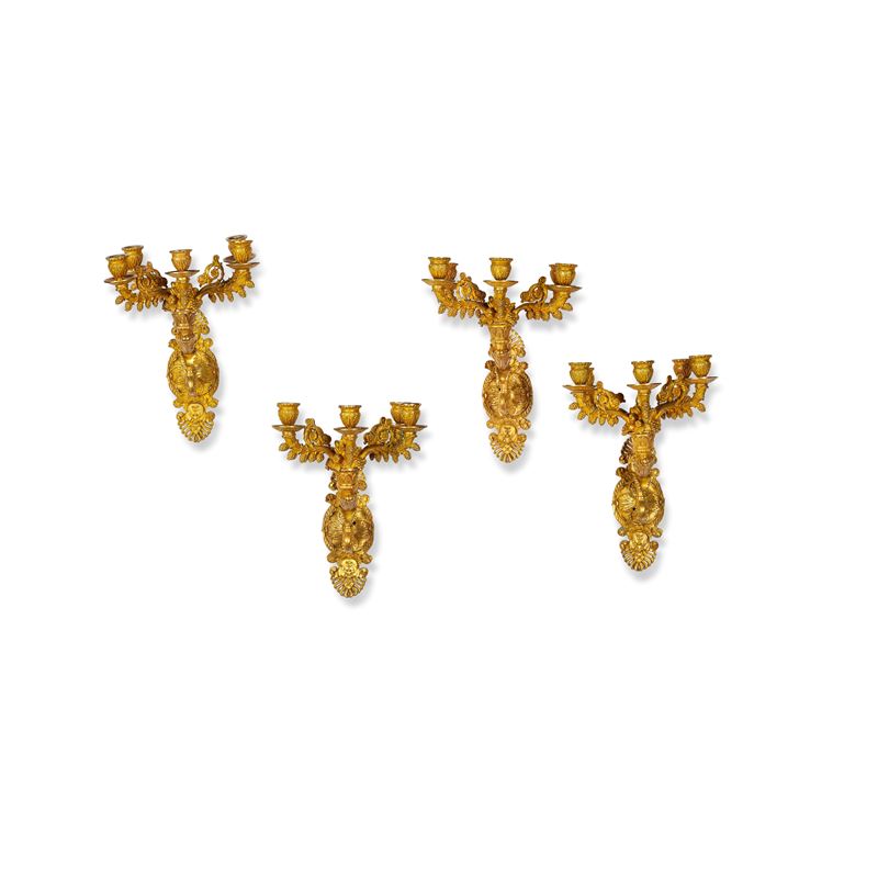 Quattro appliques a cinque luci. Francia, XIX secolo  - Asta Dimore Italiane - Cambi Casa d'Aste