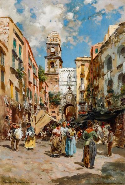 Impression de Naples ancienne, olio su tela