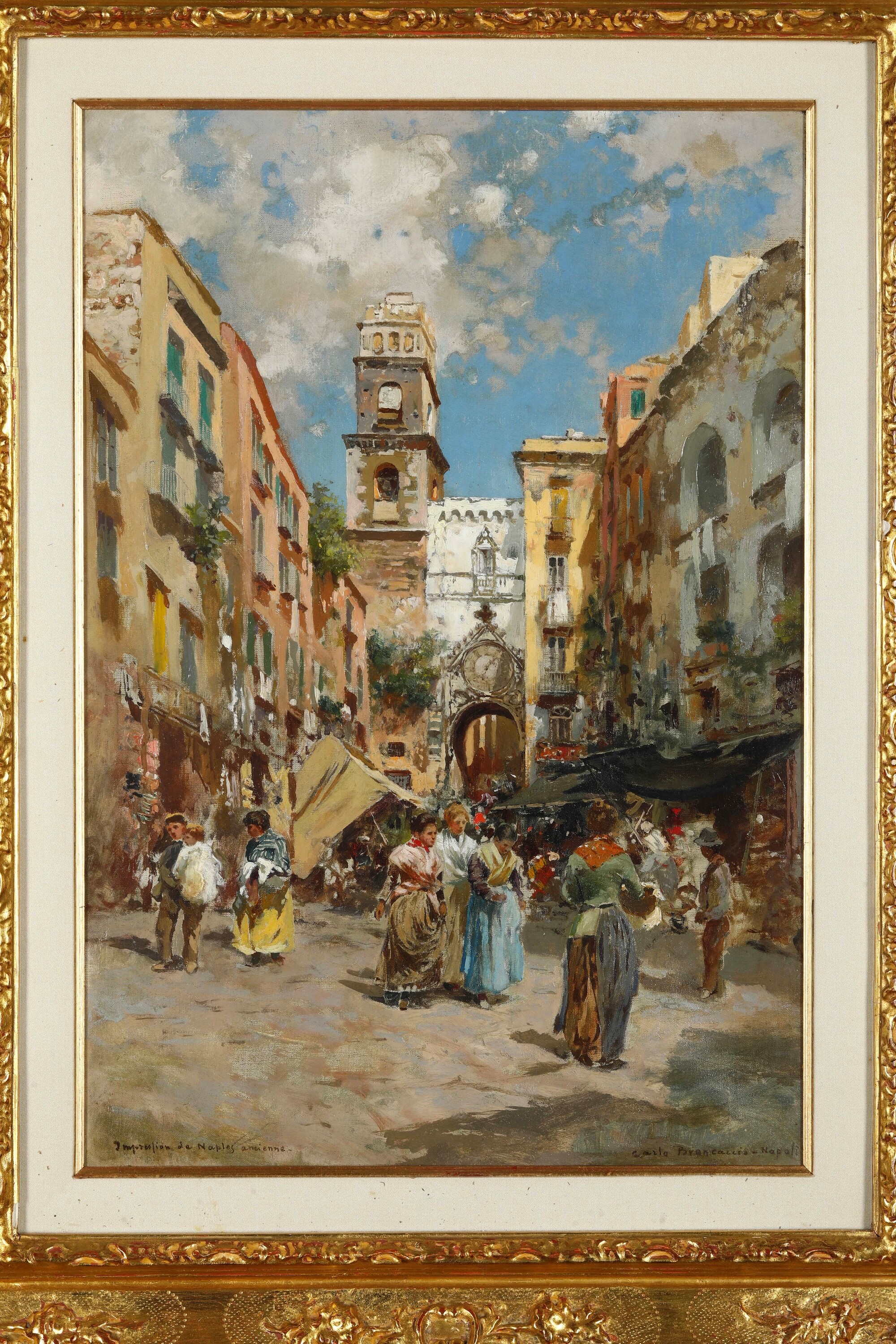 Carlo Brancaccio - Impression de Naples ancienne, olio su tela