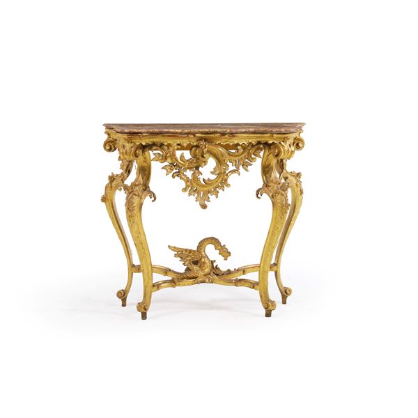 Consolle in legno intagliato e dorato. XIX secolo