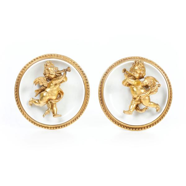 Due tondini a rilievo. Napoli, Manifattura Cappè, XX secolo.