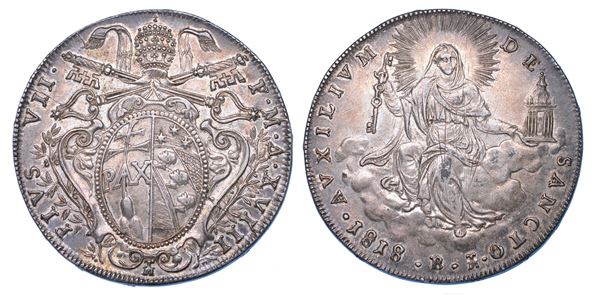BOLOGNA. PIO VII, 1800-1823. Scudo 1818/A. XVIII.
