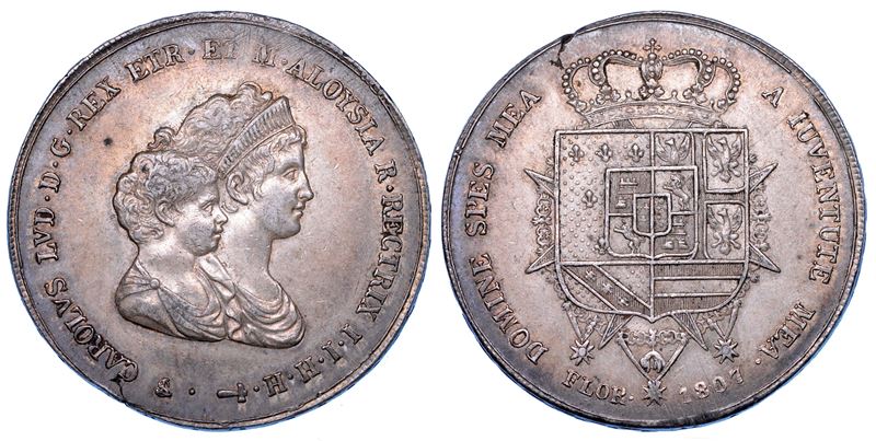 FIRENZE. CARLO LUDOVICO DI BORBONE, 1803-1807. Dena 1807.  - Asta Numismatica - Cambi Casa d'Aste