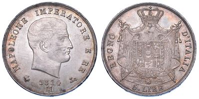 Moneta, 5 Lire, Milano, 1814