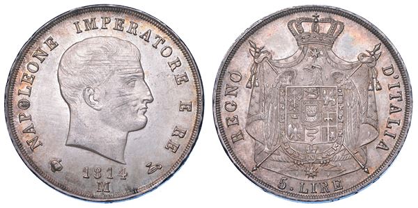 MILANO. NAPOLEONE, 1805-1814. 5 Lire 1814.