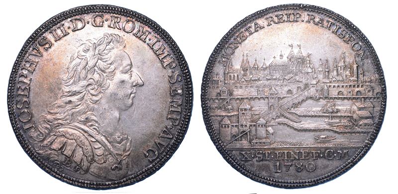 GERMANIA - REGENSBURG. FREE CITY (a nome dell’imperatore Joseph II). Thaler 1780.  - Auction Numismatics - Cambi Casa d'Aste