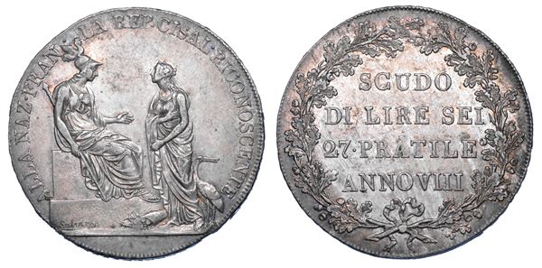 MILANO. REPUBBLICA CISALPINA, 1800-1802. Scudo da 6 Lire A. VIII.