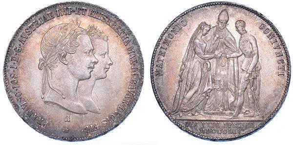 AUSTRIA. FRANZ JOSEPH, 1848-1916. Gulden 1854. Per il matrimonio con Elisabetta di Baviera.