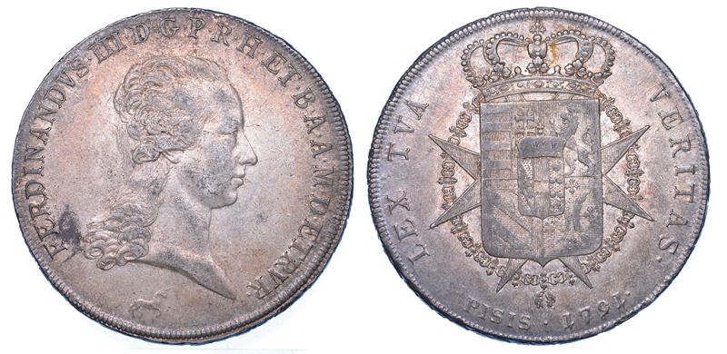 FIRENZE. FERDINANDO III DI LORENA, 1790-1801 (I periodo). Francescone 1791.  - Asta Numismatica - Cambi Casa d'Aste