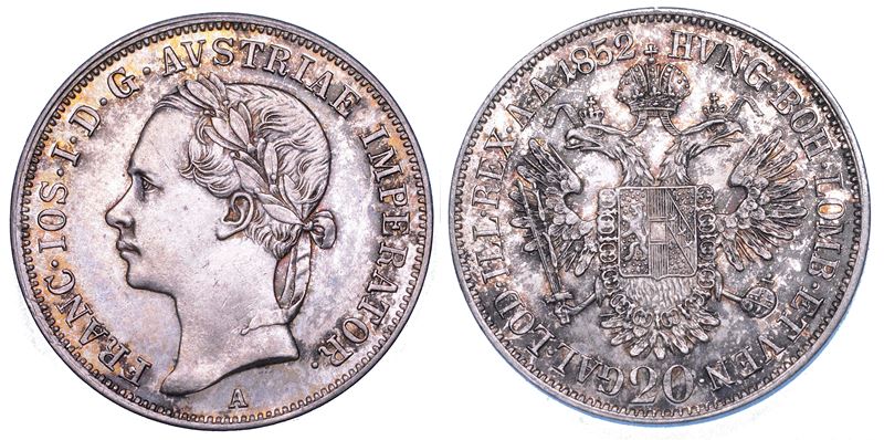 AUSTRIA. FRANZ JOSEPH, 1848-1916. 20 Kreuzer 1852. Wien.  - Auction Numismatics - Cambi Casa d'Aste