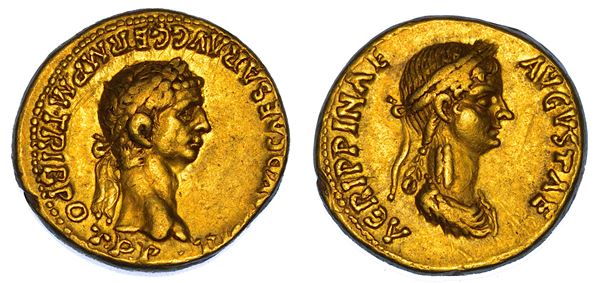 CLAUDIO E AGRIPPINA MINORE, 41-54. Aureo, 50-54.