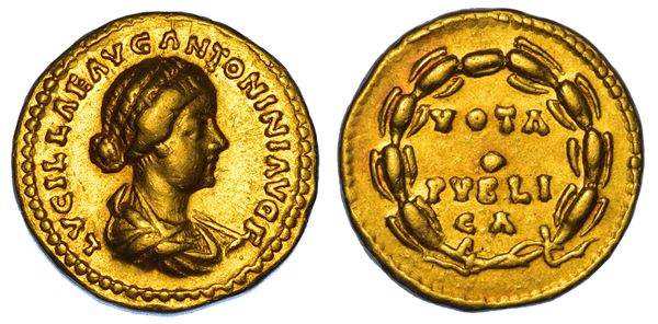 LUCILLA (Moglie di Lucio Vero), 164-182. Aureo, 164-169.