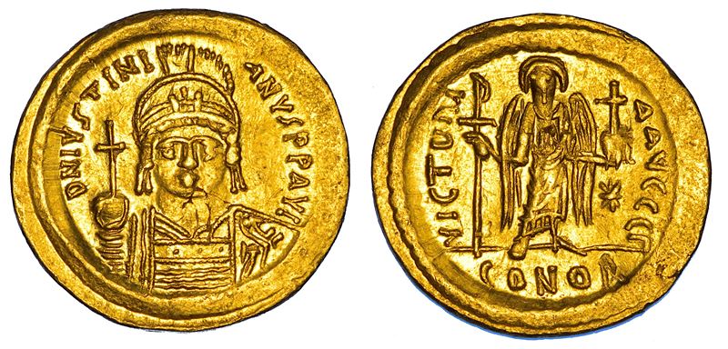 GIUSTINIANO I, 527-565. Solido, 545-565.  - Auction Numismatics - Cambi Casa d'Aste