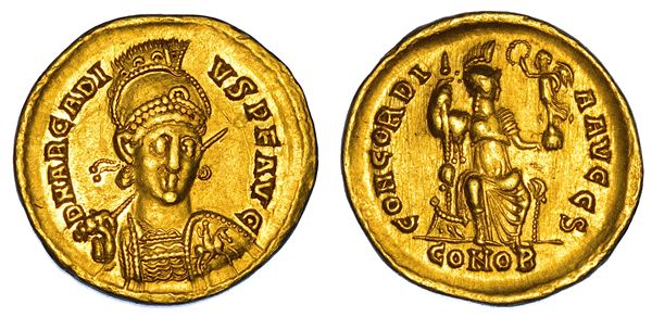 ARCADIO, 383-408. Solido, 397-402. Costantinopoli.