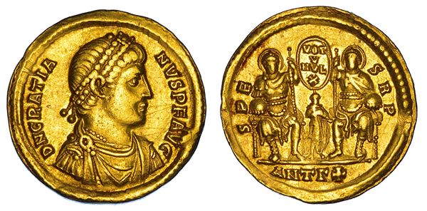 GRAZIANO, 367-383. Solido, 368. Antiochia.