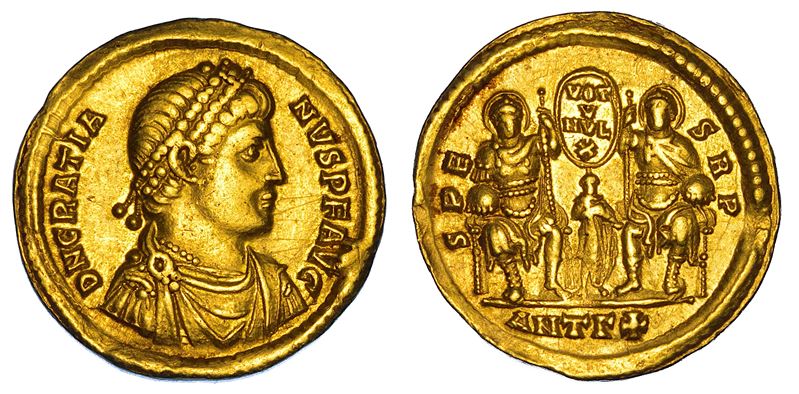 GRAZIANO, 367-383. Solido, 368. Antiochia.  - Auction Numismatics - Cambi Casa d'Aste
