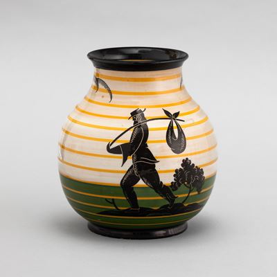 R. Bini e Fratelli Carmignani, Vaso sferico in terracotta maiolicata, 1935 ca