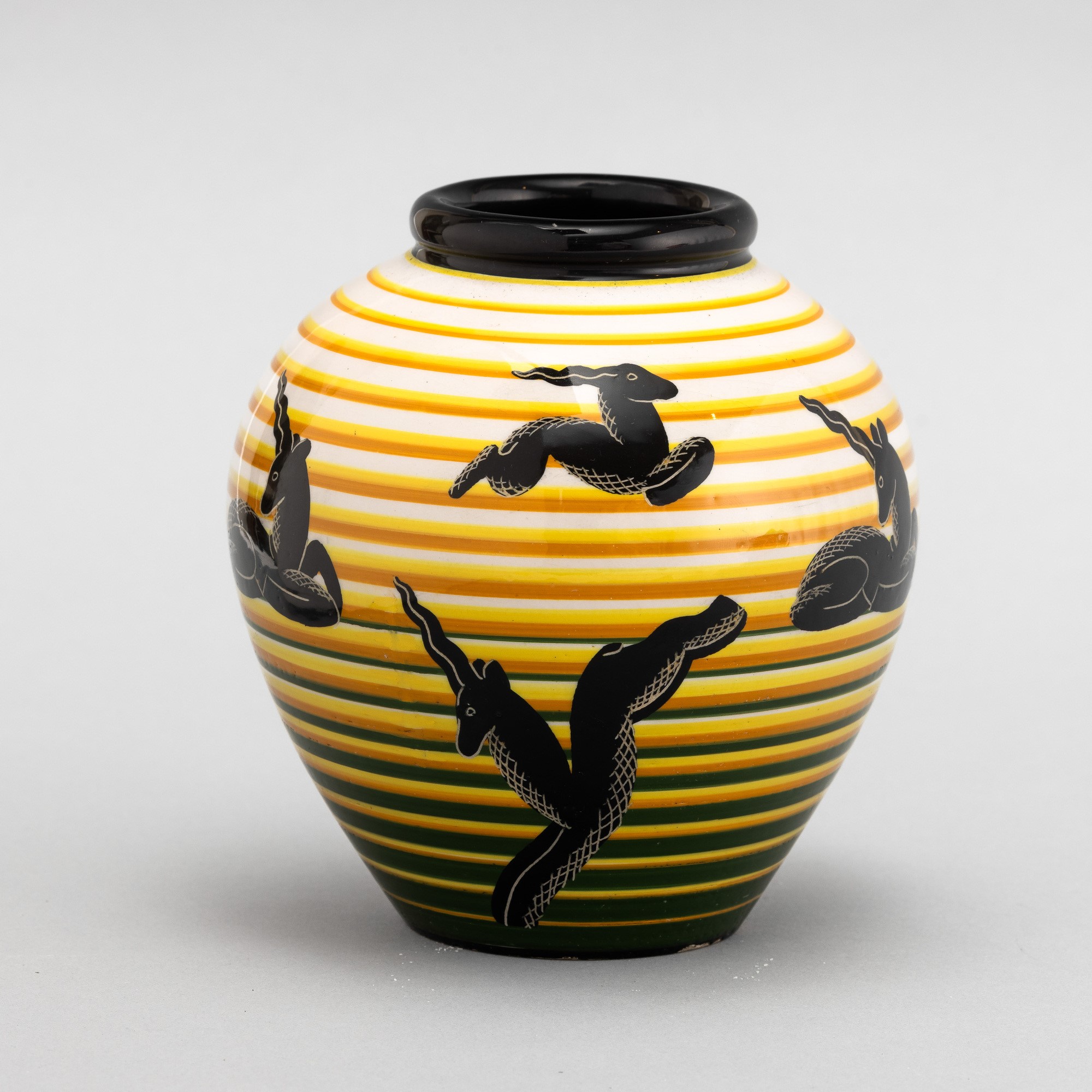 Rometti, Vaso a boccia in terracotta maiolicata, Umbertide 1930 ca.