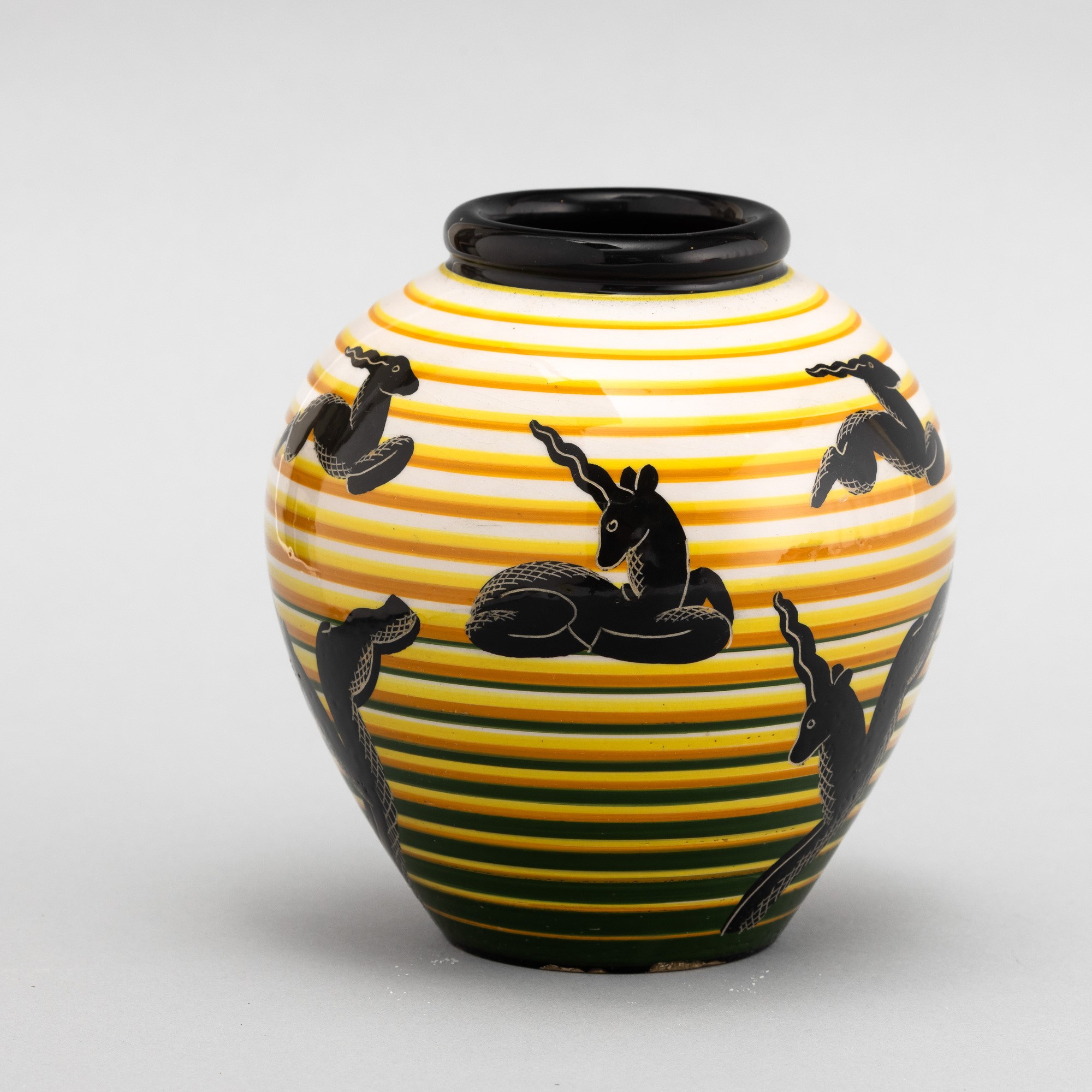 Rometti, Vaso a boccia in terracotta maiolicata, Umbertide 1930 ca.