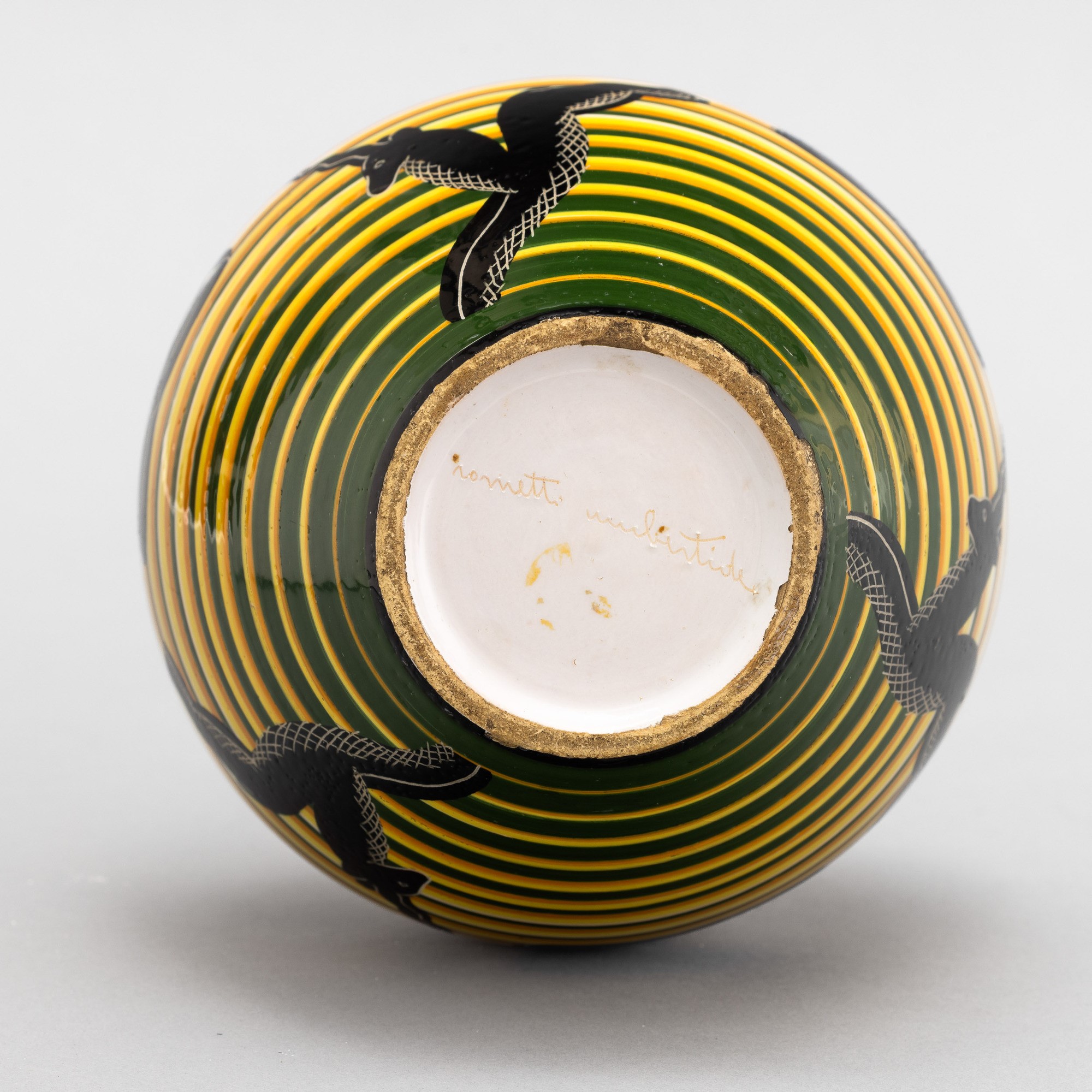 Rometti, Vaso a boccia in terracotta maiolicata, Umbertide 1930 ca.