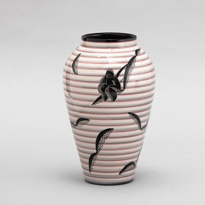 Rometti, Vaso a balaustro in terracotta maiolicata, Umbertide circa 1930