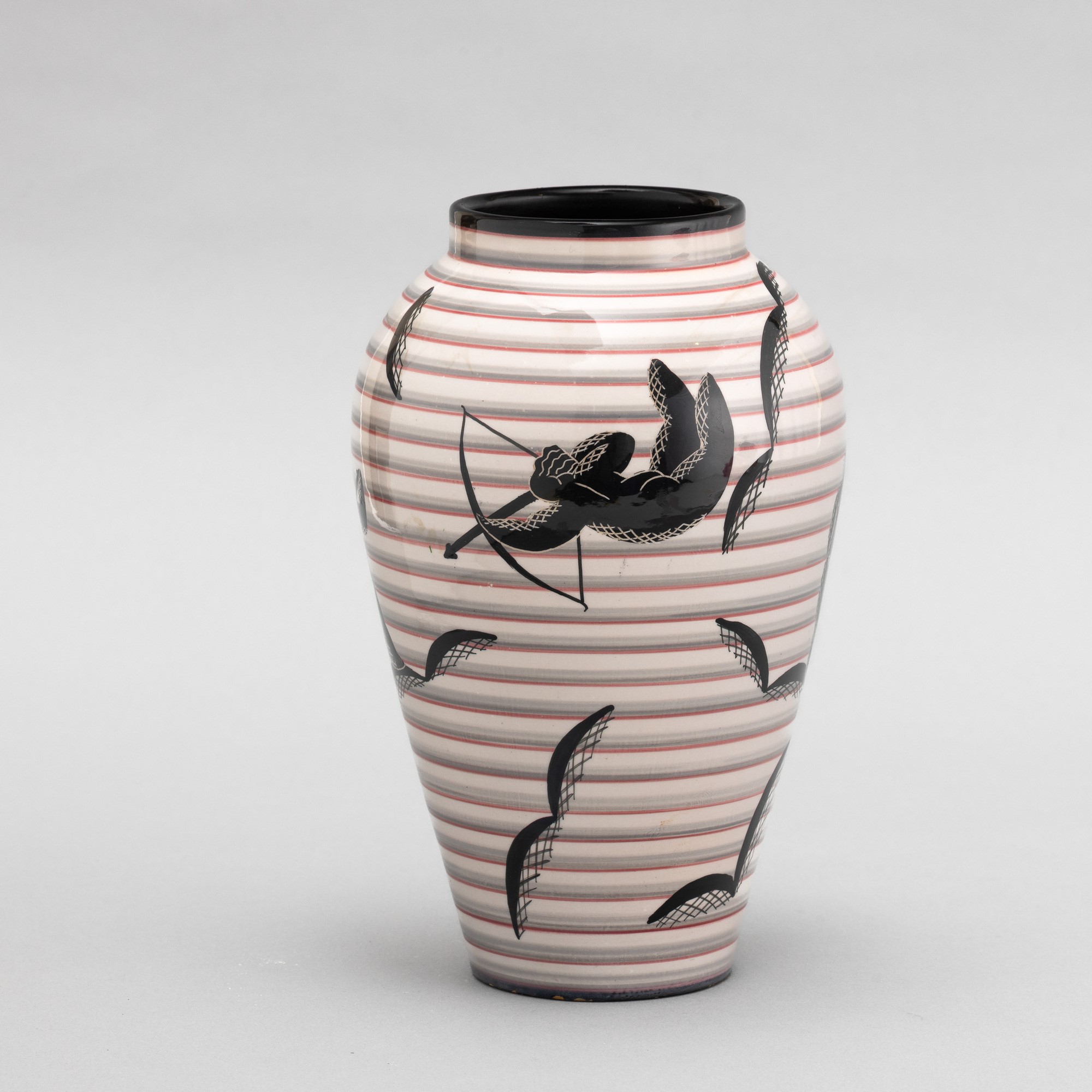 Rometti, Vaso a balaustro in terracotta maiolicata, Umbertide circa 1930