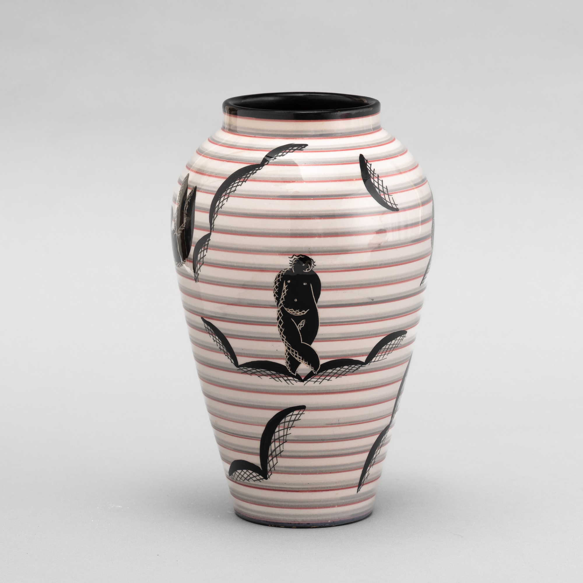 Rometti, Vaso a balaustro in terracotta maiolicata, Umbertide circa 1930