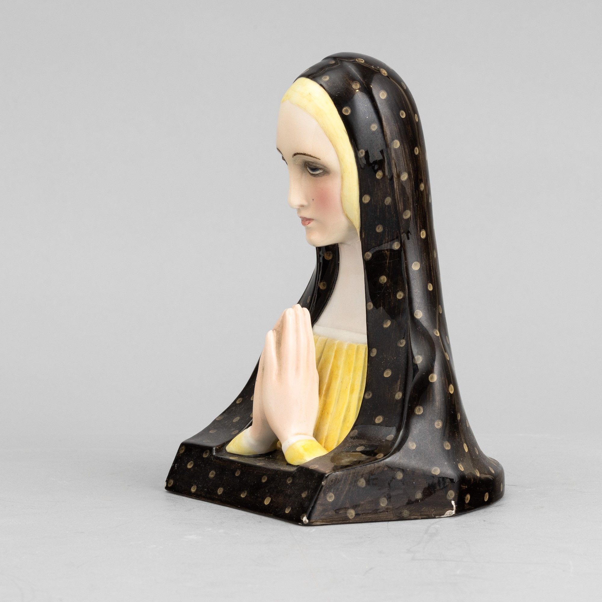 Paola Bologna - Madonna in preghiera (busto) Lenci, terraglia a colaggio con decoro policromo