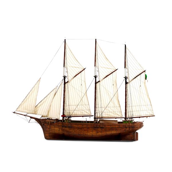 Modello in legno della Goletta di Velaccio "Cala Esmeralda", Italia XX secolo