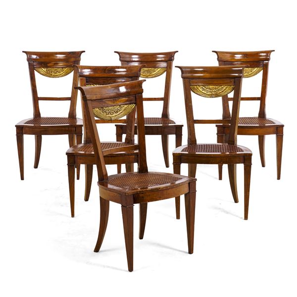 Gruppo di sei sedie Direttorio. Inizio XIX secolo